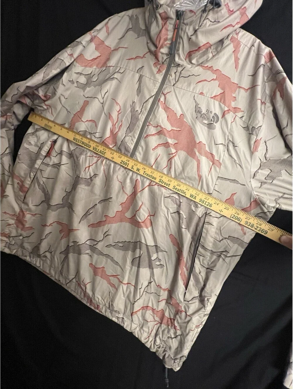 The North Face Jacket Mens 2XL Brown Red Camo Hooded 1/2 Zip Pullover Anorak